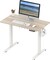 Small Electric Height Adjustable Sit Stand Desk with Hanging Hooks and Cable Management, 40 x 22 Inches, White Frame and Maple Top